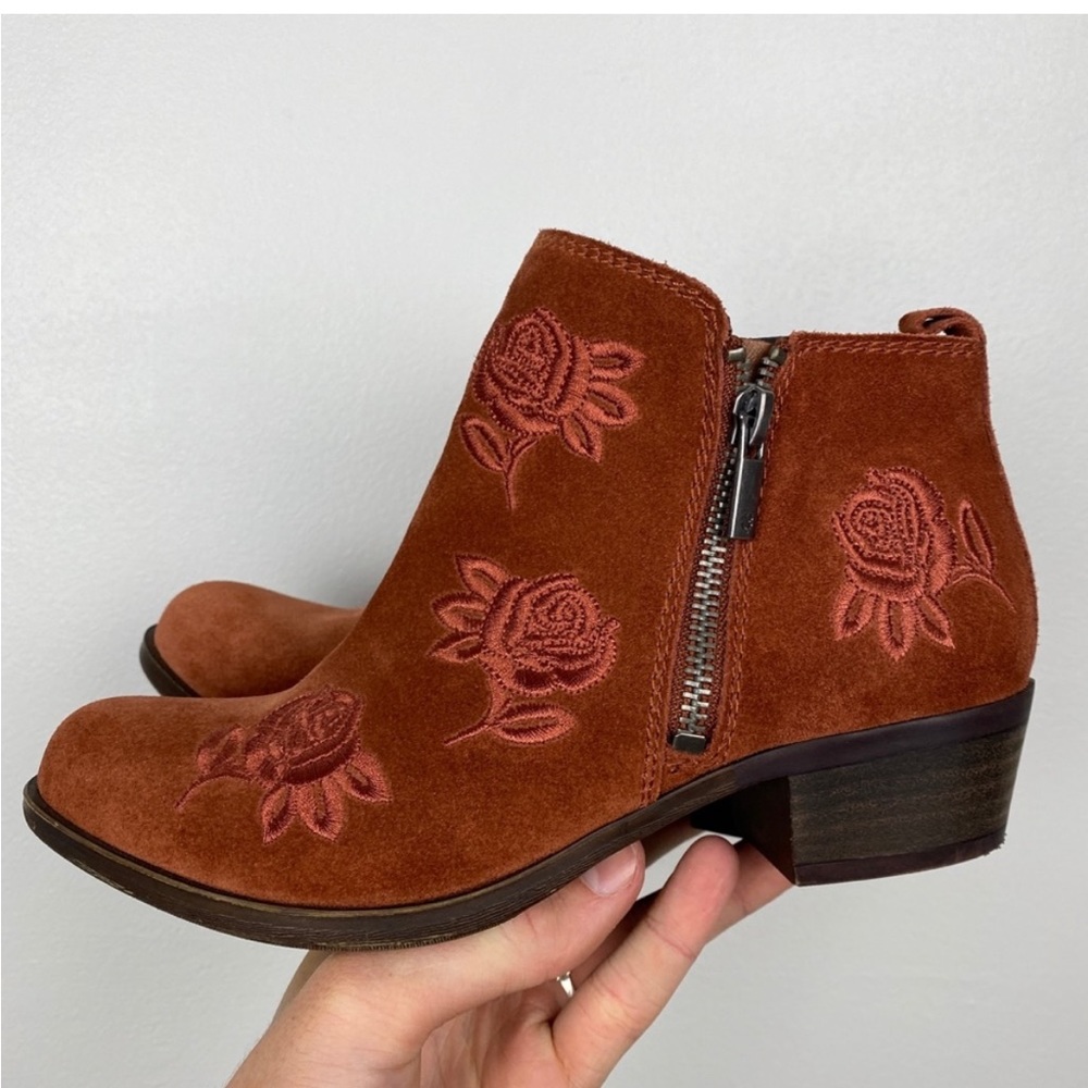 Lucky Brand Rose Embroidered Basel Booties 6